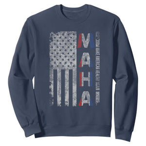 MAHA Make America Healthy Again Sweatshirt Trump RFK Jr Kennedy Medical Freedom USA Flag TS10 Navy Print Your Wear