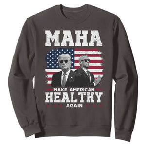 Trump Kennedy Sweatshirt RFK MAHA Make America Healthy Again 2025 USA Flag TS10 Dark Chocolate Print Your Wear