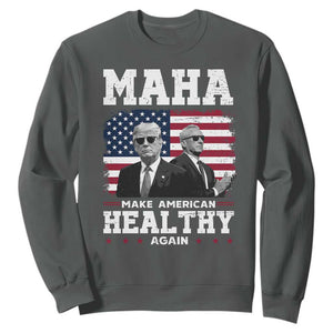 Trump Kennedy Sweatshirt RFK MAHA Make America Healthy Again 2025 USA Flag TS10 Dark Heather Print Your Wear