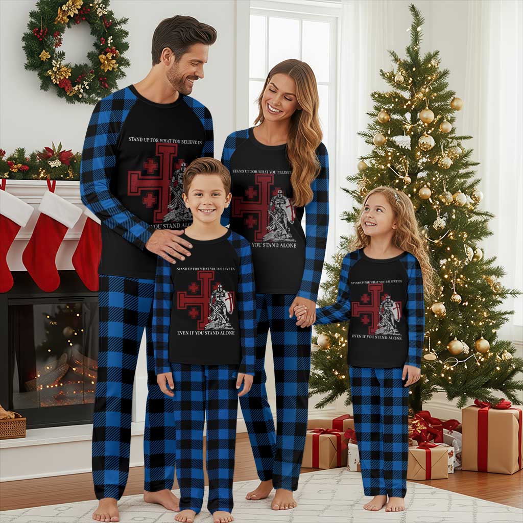 Catholic Knight Templar Crusader Cross Plaid Pajama Set Kingdom Of Jerusalem TS10 Blue Plaid Print Your Wear