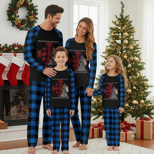 Catholic Knight Templar Crusader Cross Plaid Pajama Set Kingdom Of Jerusalem TS10 Blue Plaid Print Your Wear