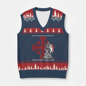 Catholic Knight Templar Crusader Cross V-Neck Knit Sweater Vest Kingdom Of Jerusalem TS10 Navy Red Print Your Wear