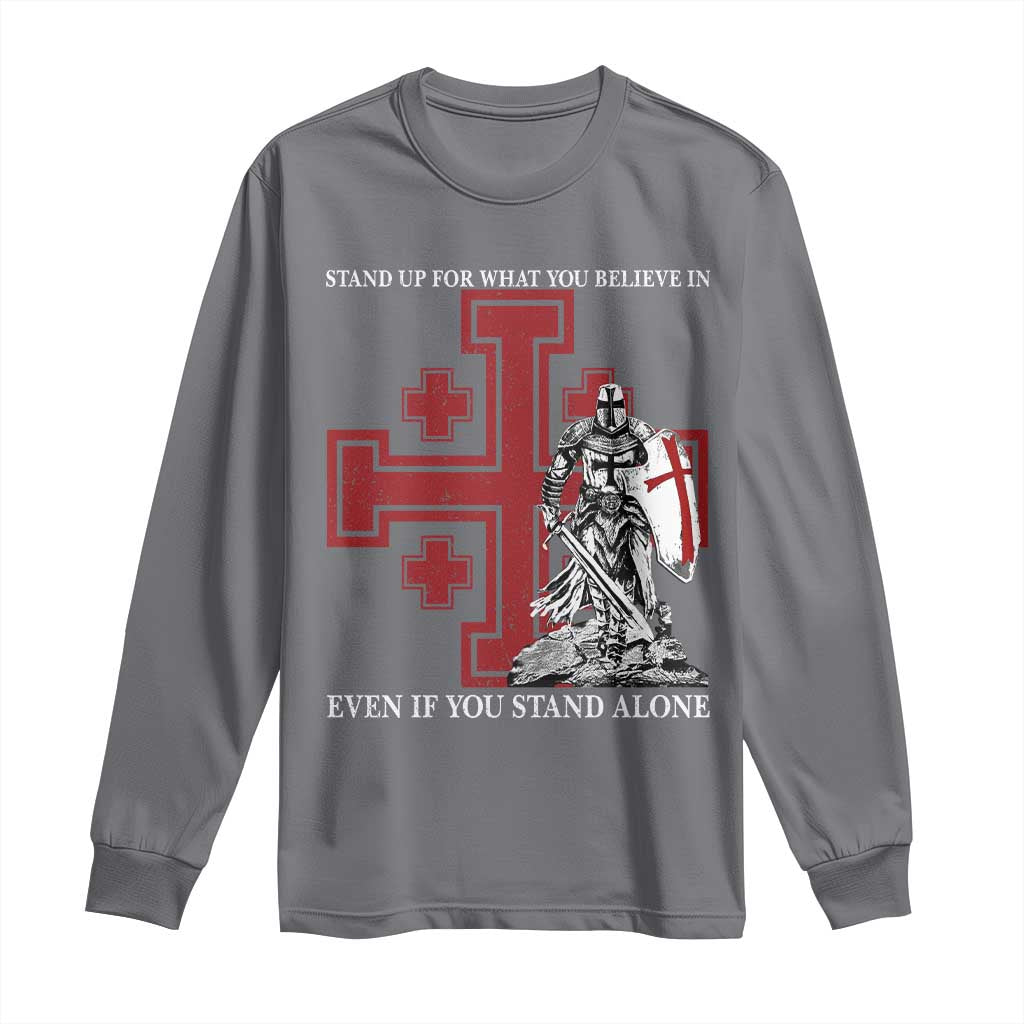 Catholic Knight Templar Crusader Cross Long Sleeve Shirt Kingdom Of Jerusalem TS10 Charcoal Print Your Wear