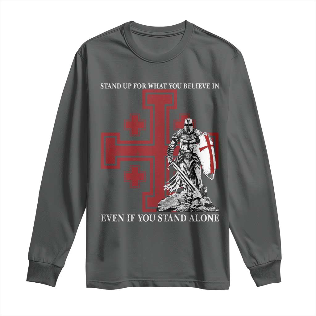 Catholic Knight Templar Crusader Cross Long Sleeve Shirt Kingdom Of Jerusalem TS10 Dark Heather Print Your Wear