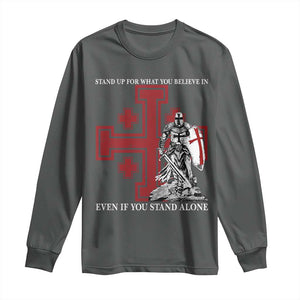 Catholic Knight Templar Crusader Cross Long Sleeve Shirt Kingdom Of Jerusalem TS10 Dark Heather Print Your Wear