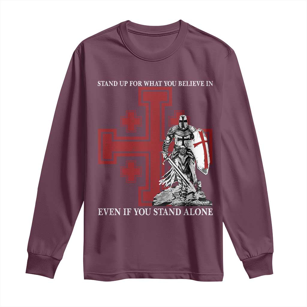 Catholic Knight Templar Crusader Cross Long Sleeve Shirt Kingdom Of Jerusalem TS10 Maroon Print Your Wear