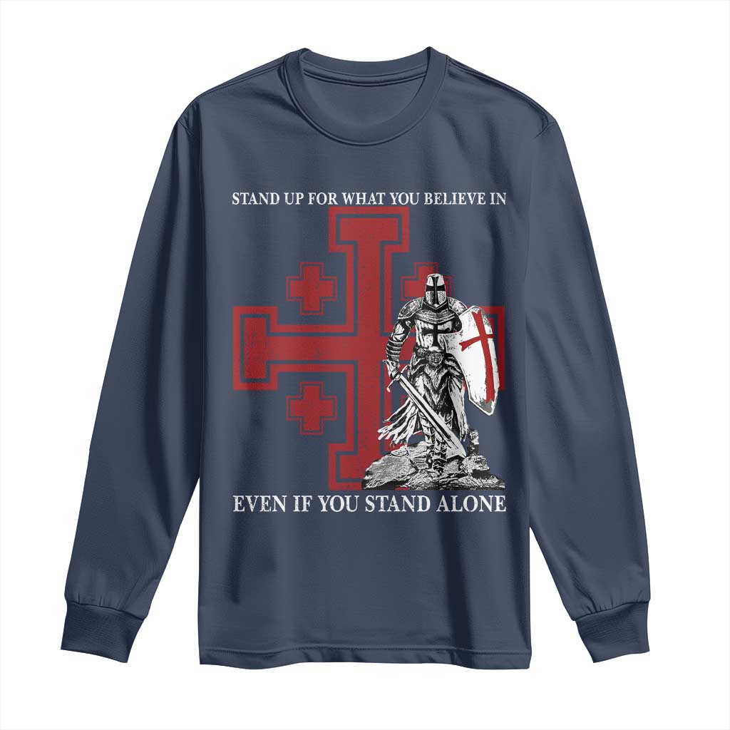 Catholic Knight Templar Crusader Cross Long Sleeve Shirt Kingdom Of Jerusalem TS10 Navy Print Your Wear