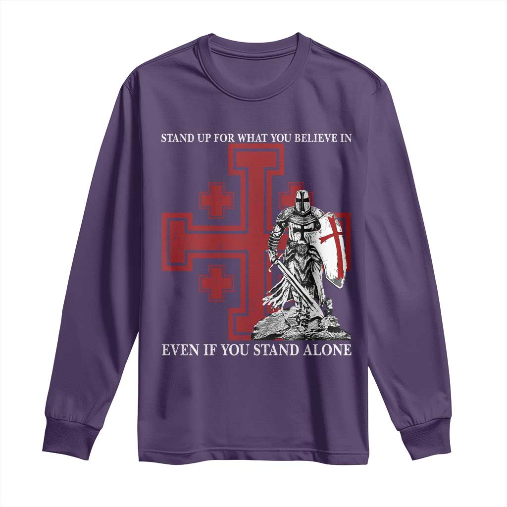 Catholic Knight Templar Crusader Cross Long Sleeve Shirt Kingdom Of Jerusalem TS10 Purple Print Your Wear