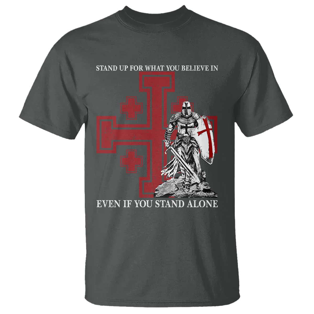 Catholic Knight Templar Crusader Cross T Shirt Kingdom Of Jerusalem TS10 Dark Heather Print Your Wear