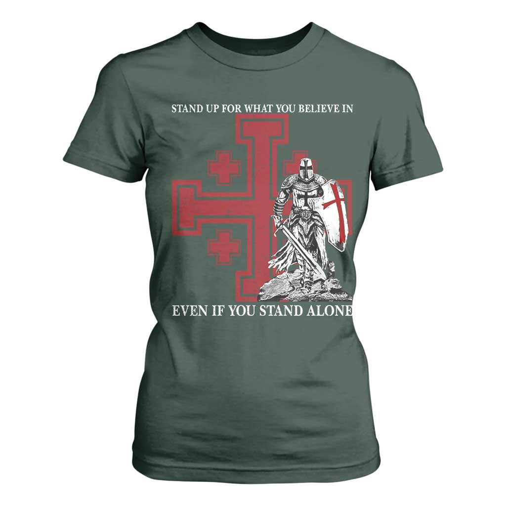 Catholic Knight Templar Crusader Cross T Shirt For Women Kingdom Of Jerusalem TS10 Dark Forest Green Print Your Wear