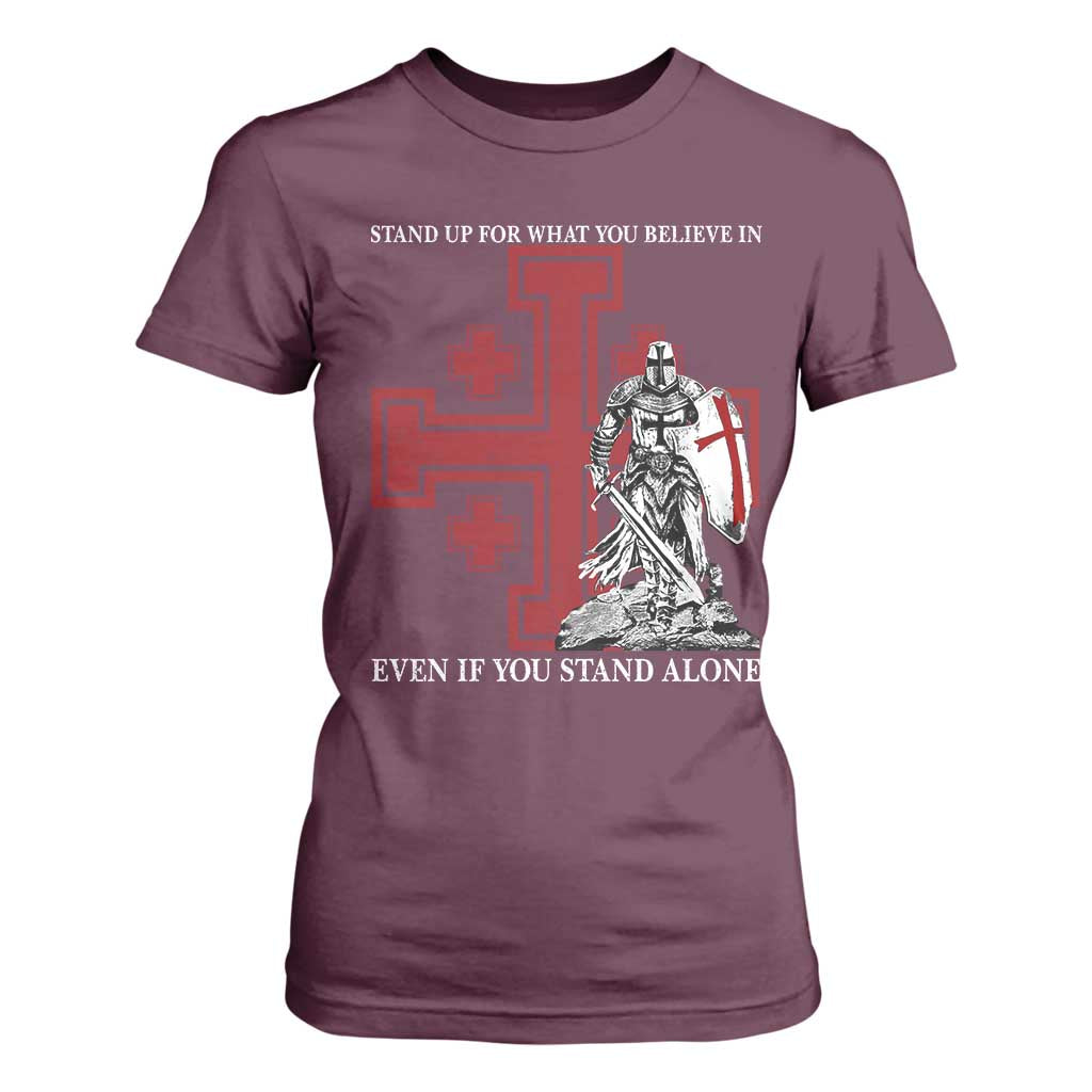 Catholic Knight Templar Crusader Cross T Shirt For Women Kingdom Of Jerusalem TS10 Maroon Print Your Wear