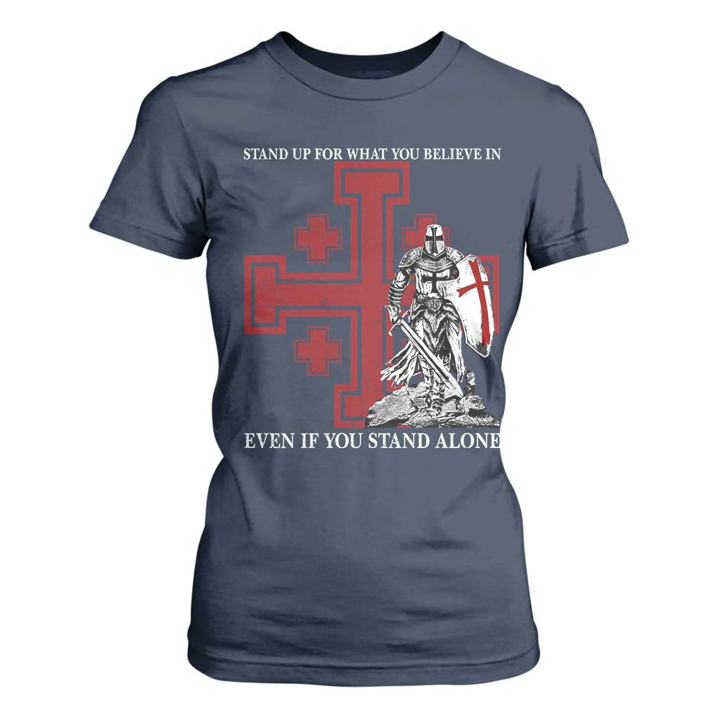 Catholic Knight Templar Crusader Cross T Shirt For Women Kingdom Of Jerusalem TS10 Navy Print Your Wear