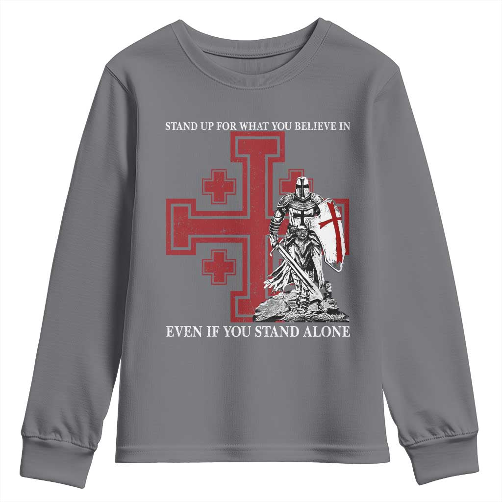 Catholic Knight Templar Crusader Cross Youth Sweatshirt Kingdom Of Jerusalem TS10 Charcoal Print Your Wear