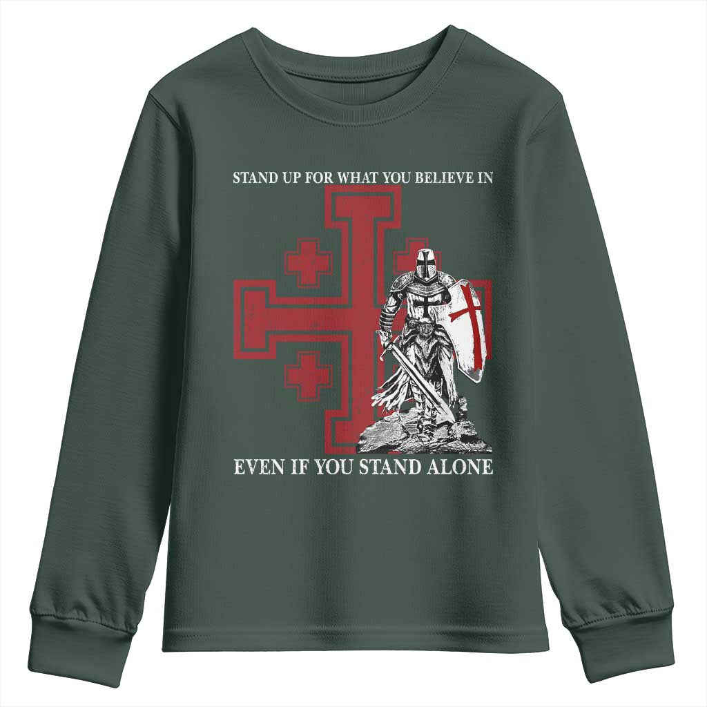 Catholic Knight Templar Crusader Cross Youth Sweatshirt Kingdom Of Jerusalem TS10 Dark Forest Green Print Your Wear