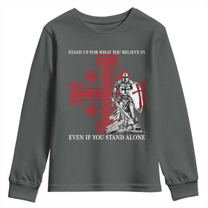 Catholic Knight Templar Crusader Cross Youth Sweatshirt Kingdom Of Jerusalem TS10 Dark Heather Print Your Wear