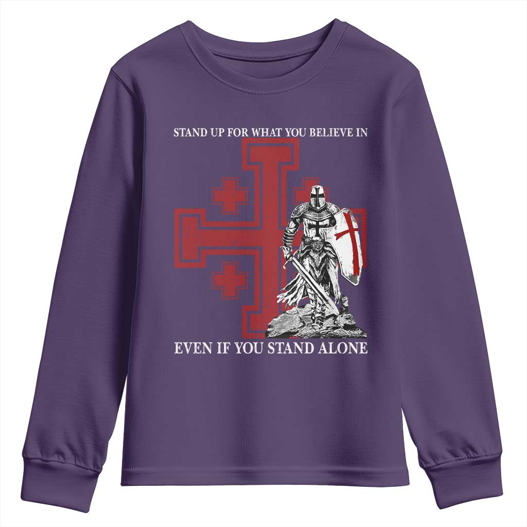 Catholic Knight Templar Crusader Cross Youth Sweatshirt Kingdom Of Jerusalem TS10 Purple Print Your Wear