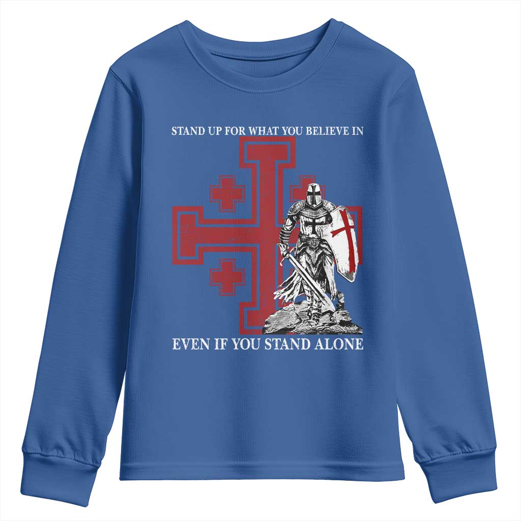Catholic Knight Templar Crusader Cross Youth Sweatshirt Kingdom Of Jerusalem TS10 Royal Blue Print Your Wear