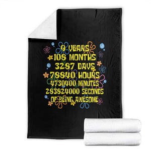 9th Birthday Gifts Throw Blanket Flowers Girl Son Boy 9yr 9 Year Old Bday TS10 Black Print Your Wear
