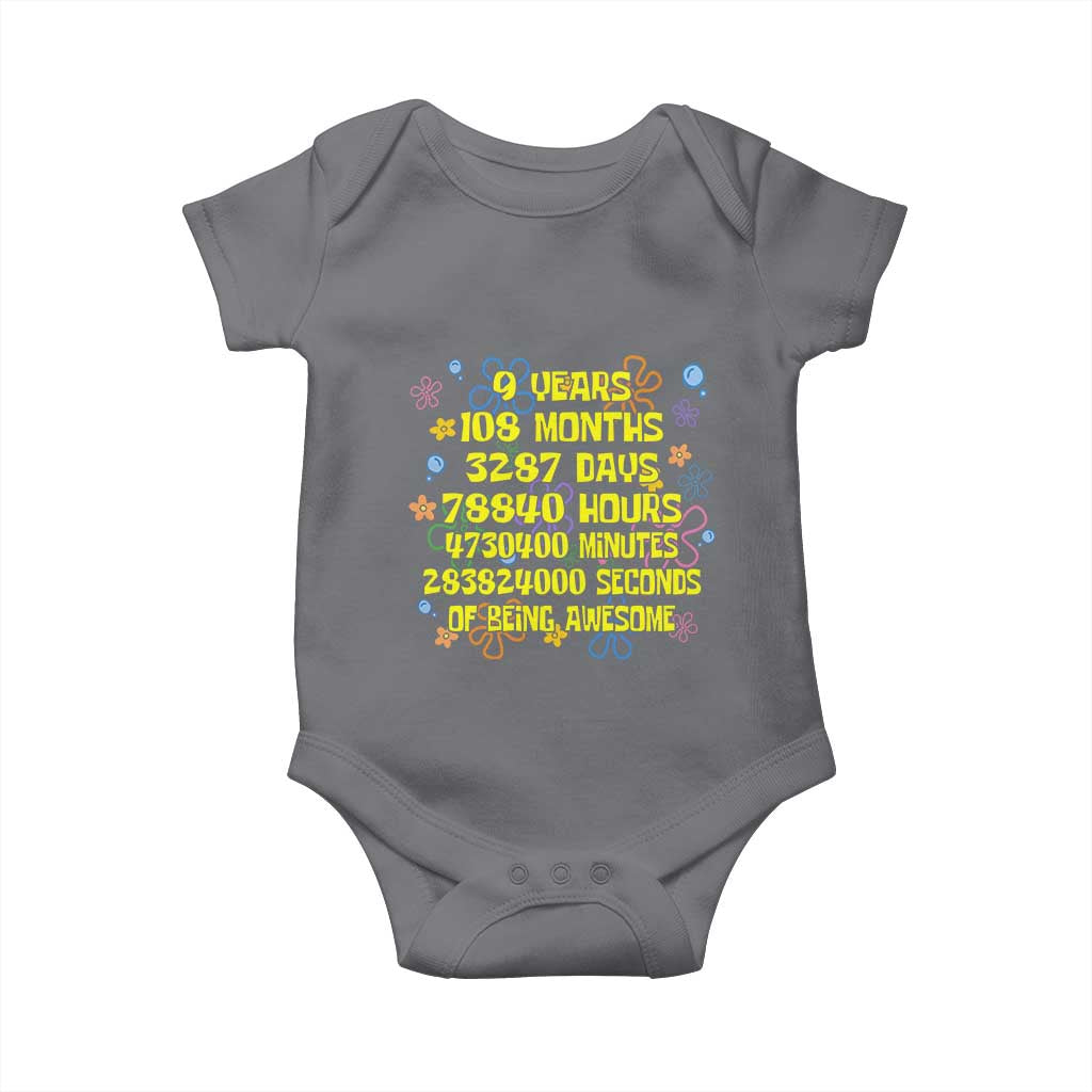 9th Birthday Gifts Baby Onesie Flowers Girl Son Boy 9yr 9 Year Old Bday TS10 Charcoal Print Your Wear