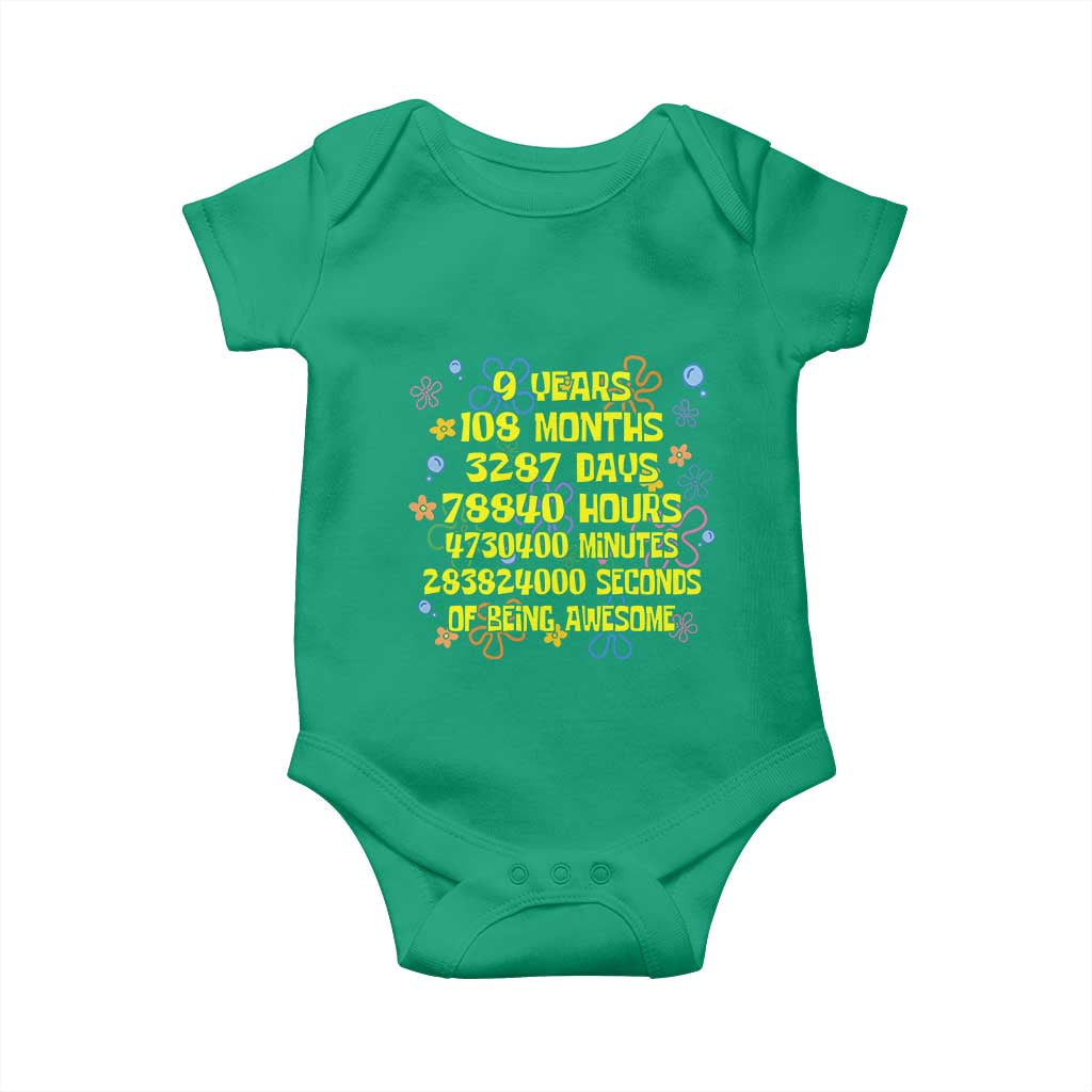 9th Birthday Gifts Baby Onesie Flowers Girl Son Boy 9yr 9 Year Old Bday TS10 Irish Green Print Your Wear