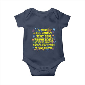 9th Birthday Gifts Baby Onesie Flowers Girl Son Boy 9yr 9 Year Old Bday TS10 Navy Print Your Wear
