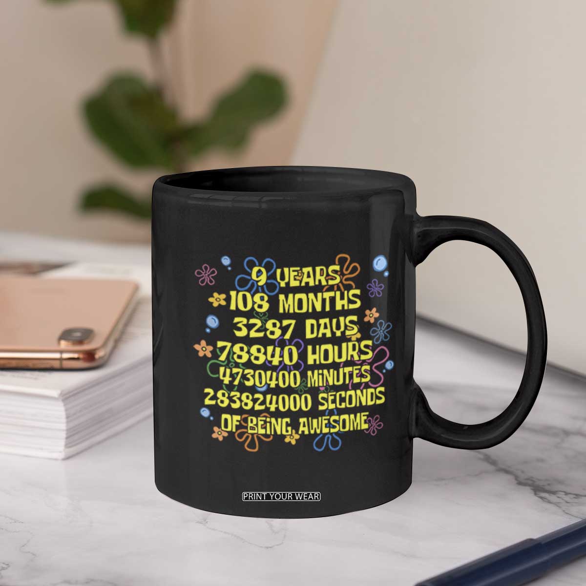 9th Birthday Gifts Coffee Mug Flowers Girl Son Boy 9yr 9 Year Old Bday TS10 Print Your Wear