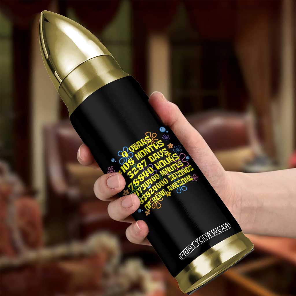 9th Birthday Gifts Bullet Tumbler Flowers Girl Son Boy 9yr 9 Year Old Bday TS10 Print Your Wear