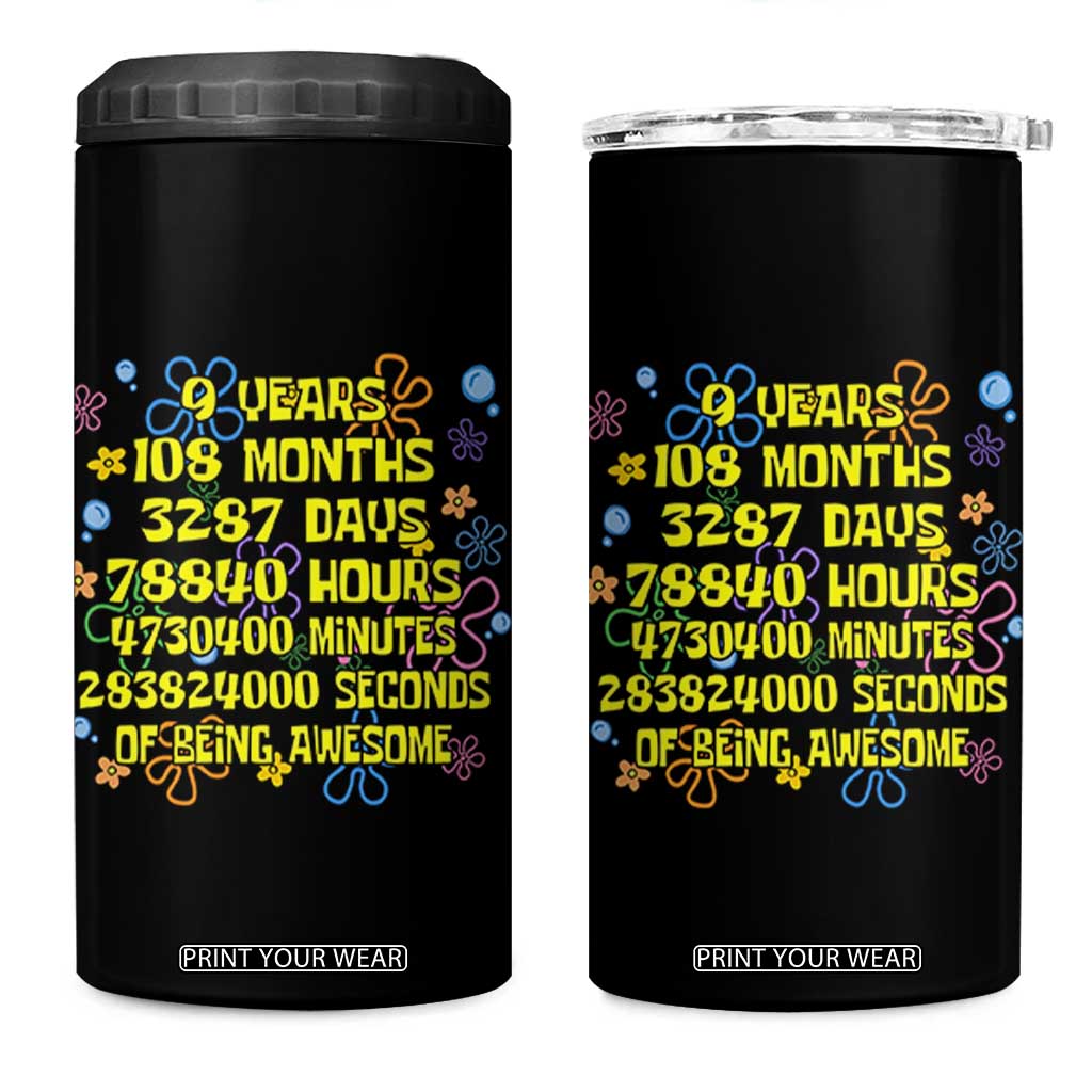 9th Birthday Gifts 4 in 1 Can Cooler Tumbler Flowers Girl Son Boy 9yr 9 Year Old Bday TS10 One Size: 16 oz Black Print Your Wear