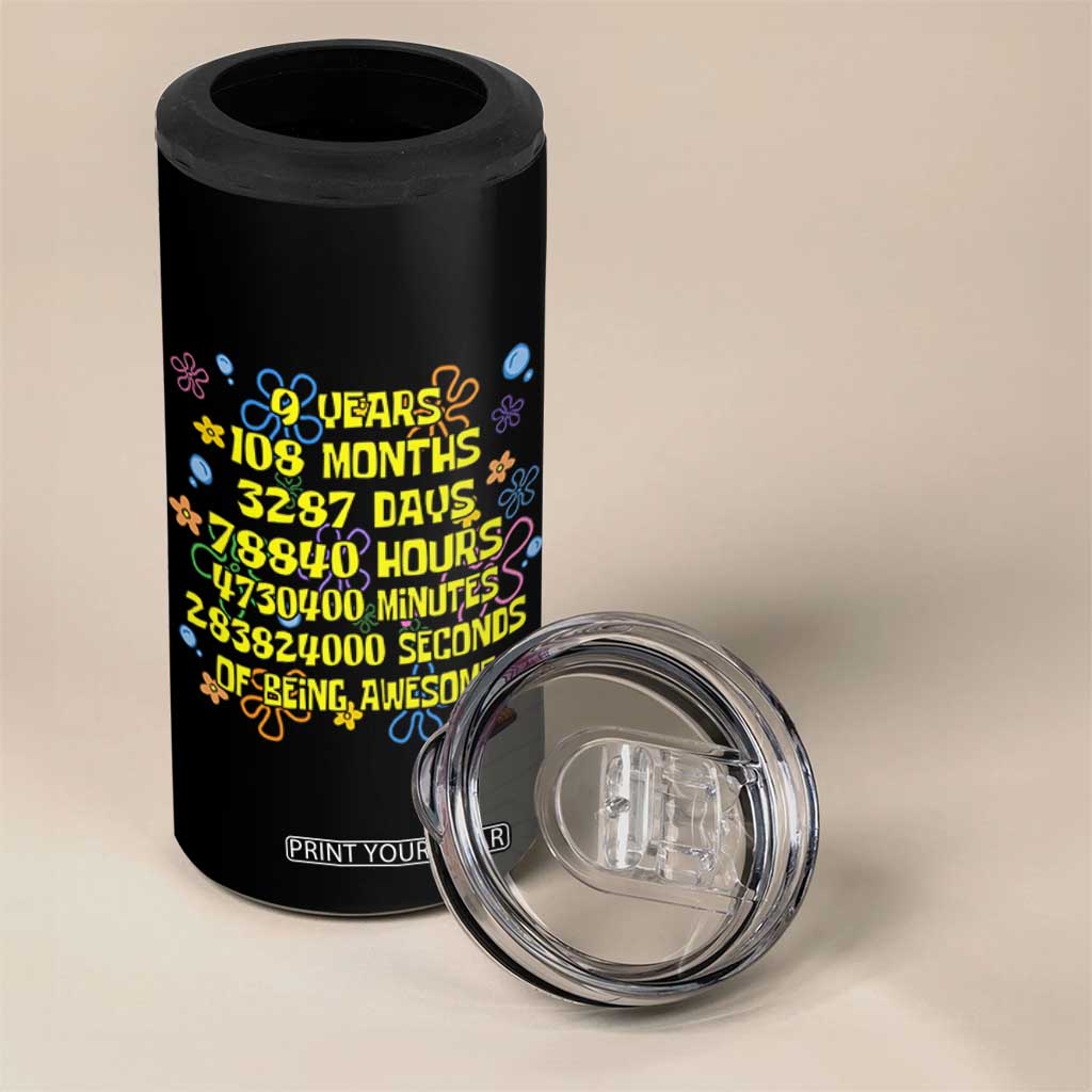 9th Birthday Gifts 4 in 1 Can Cooler Tumbler Flowers Girl Son Boy 9yr 9 Year Old Bday TS10 Print Your Wear
