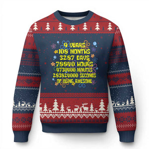 9th Birthday Gifts Ugly Christmas Sweater Flowers Girl Son Boy 9yr 9 Year Old Bday TS10 Navy Red Print Your Wear