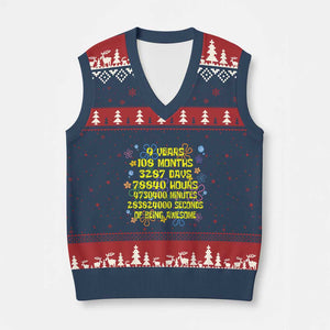 9th Birthday Gifts V-Neck Knit Sweater Vest Flowers Girl Son Boy 9yr 9 Year Old Bday TS10 Navy Red Print Your Wear