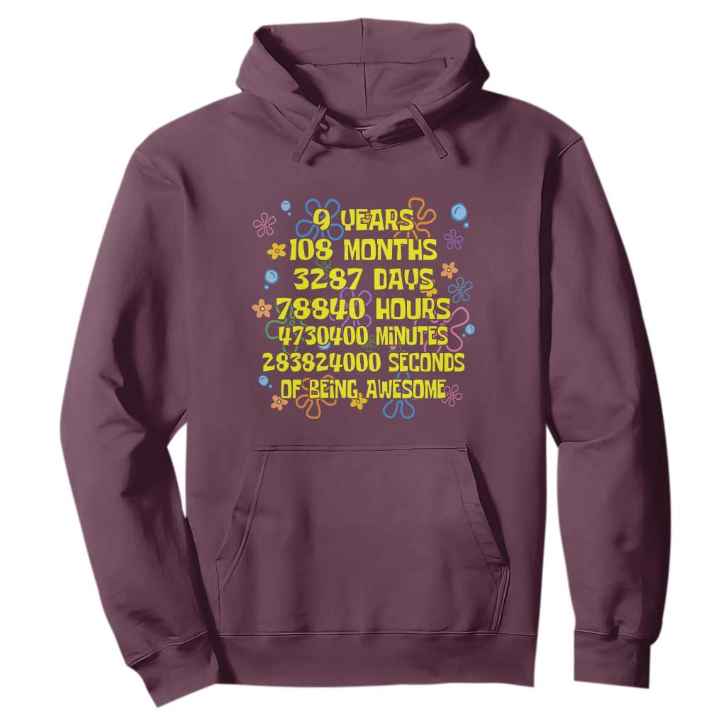9th Birthday Gifts Hoodie Flowers Girl Son Boy 9yr 9 Year Old Bday TS10 Maroon Print Your Wear