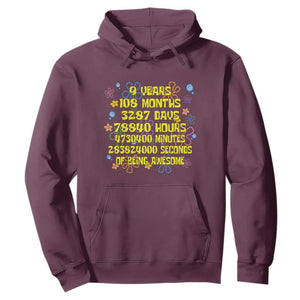 9th Birthday Gifts Hoodie Flowers Girl Son Boy 9yr 9 Year Old Bday TS10 Maroon Print Your Wear