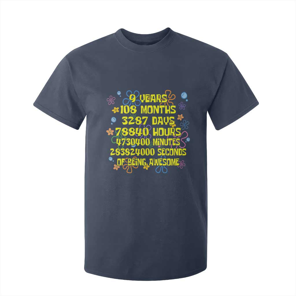 9th Birthday Gifts T Shirt For Kid Flowers Girl Son Boy 9yr 9 Year Old Bday TS10 Navy Print Your Wear