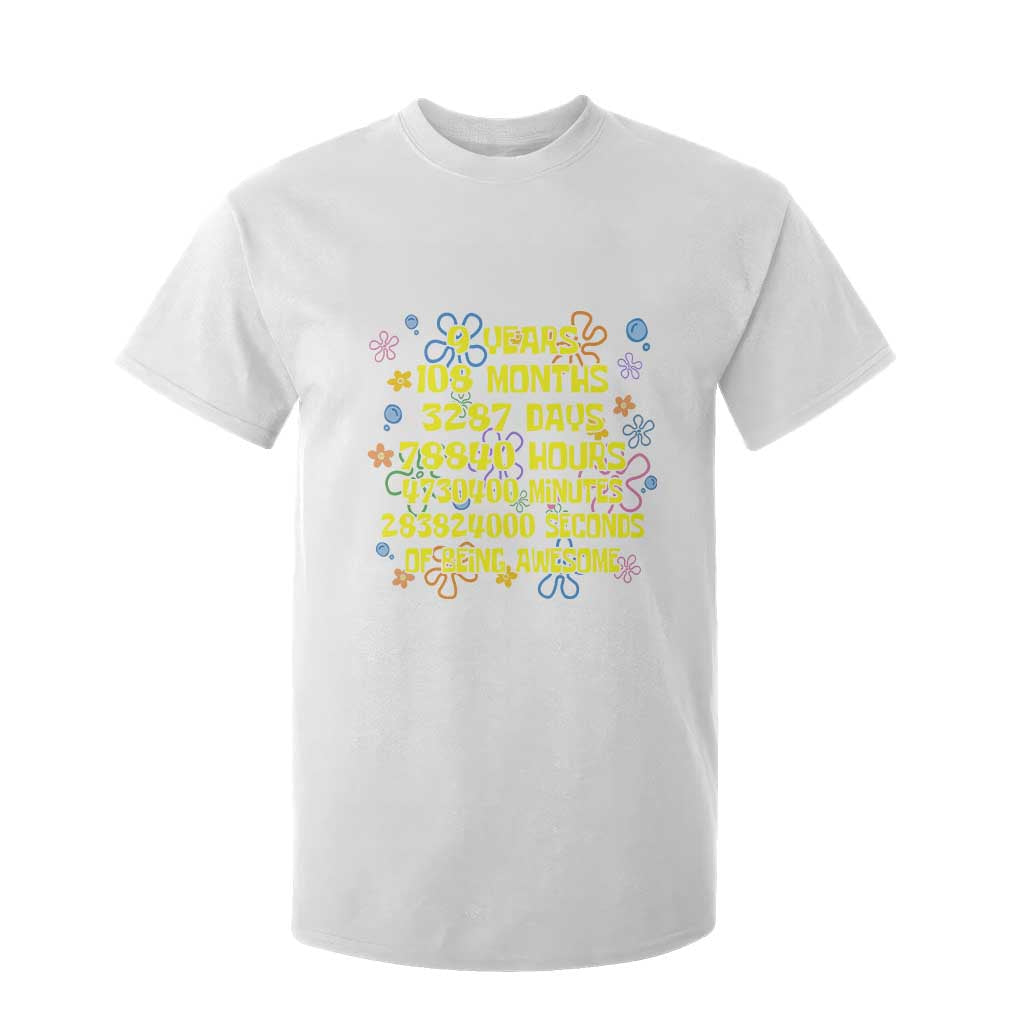 9th Birthday Gifts T Shirt For Kid Flowers Girl Son Boy 9yr 9 Year Old Bday TS10 White Print Your Wear