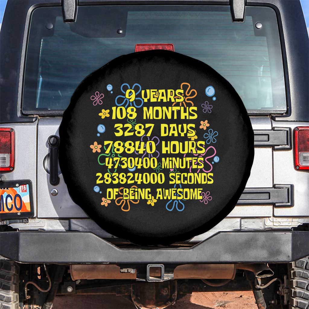 9th Birthday Gifts Spare Tire Cover Flowers Girl Son Boy 9yr 9 Year Old Bday TS10 No hole Black Print Your Wear