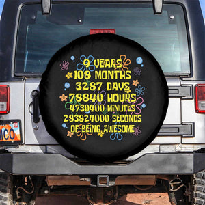 9th Birthday Gifts Spare Tire Cover Flowers Girl Son Boy 9yr 9 Year Old Bday TS10 No hole Black Print Your Wear