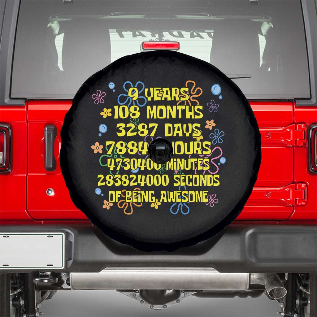 9th Birthday Gifts Spare Tire Cover Flowers Girl Son Boy 9yr 9 Year Old Bday TS10 Black Print Your Wear