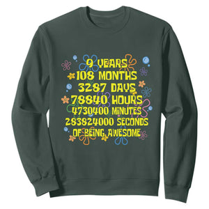 9th Birthday Gifts Sweatshirt Flowers Girl Son Boy 9yr 9 Year Old Bday TS10 Dark Forest Green Print Your Wear
