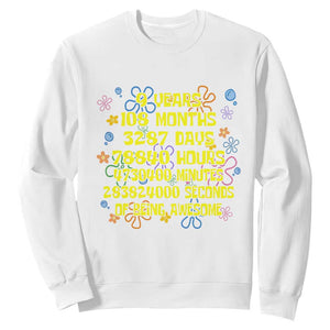9th Birthday Gifts Sweatshirt Flowers Girl Son Boy 9yr 9 Year Old Bday TS10 White Print Your Wear