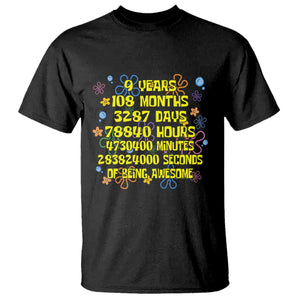 9th Birthday Gifts T Shirt Flowers Girl Son Boy 9yr 9 Year Old Bday TS10 Black Print Your Wear