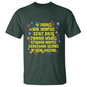 9th Birthday Gifts T Shirt Flowers Girl Son Boy 9yr 9 Year Old Bday TS10 Dark Forest Green Print Your Wear