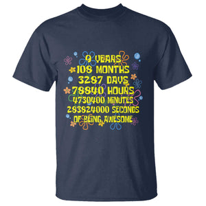 9th Birthday Gifts T Shirt Flowers Girl Son Boy 9yr 9 Year Old Bday TS10 Navy Print Your Wear