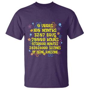 9th Birthday Gifts T Shirt Flowers Girl Son Boy 9yr 9 Year Old Bday TS10 Purple Print Your Wear