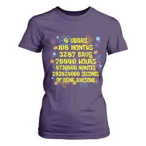 9th Birthday Gifts T Shirt For Women Flowers Girl Son Boy 9yr 9 Year Old Bday TS10 Purple Print Your Wear