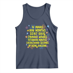 9th Birthday Gifts Tank Top Flowers Girl Son Boy 9yr 9 Year Old Bday TS10 Navy Print Your Wear