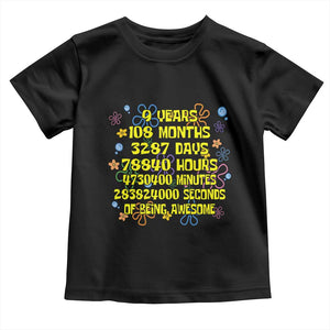9th Birthday Gifts Toddler T Shirt Flowers Girl Son Boy 9yr 9 Year Old Bday TS10 Black Print Your Wear
