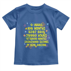 9th Birthday Gifts Toddler T Shirt Flowers Girl Son Boy 9yr 9 Year Old Bday TS10 Royal Blue Print Your Wear