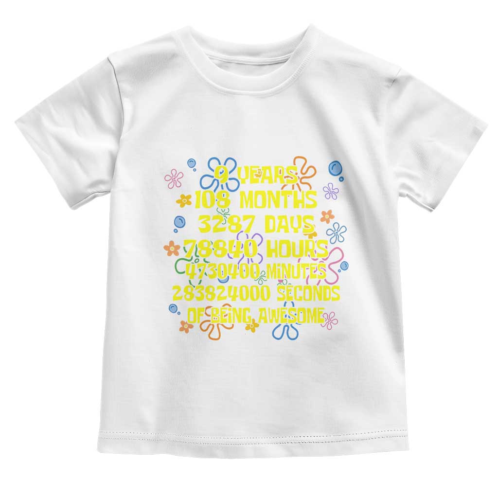 9th Birthday Gifts Toddler T Shirt Flowers Girl Son Boy 9yr 9 Year Old Bday TS10 White Print Your Wear