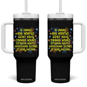 9th Birthday Gifts Tumbler With Handle Flowers Girl Son Boy 9yr 9 Year Old Bday TS10 One Size: 40 oz Black Print Your Wear